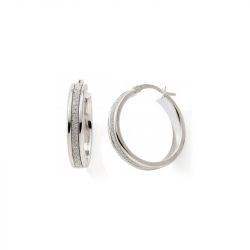 Boucles d'oreille créoles 24mm femme edora collection essential glitter argent 925/1000 - creoles - edora - 0