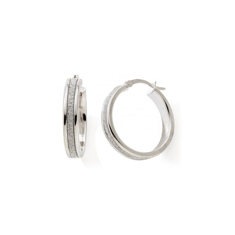 Boucles d'oreille créoles 24mm femme edora collection essential glitter argent 925/1000 - creoles - edora