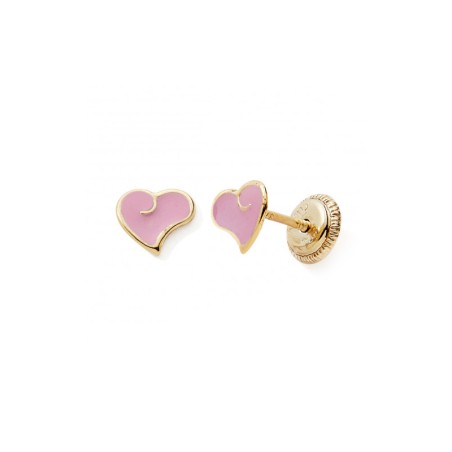 Boucles d'oreilles puces enfant edora collection essential cœur laqué or 375/1000 – puces