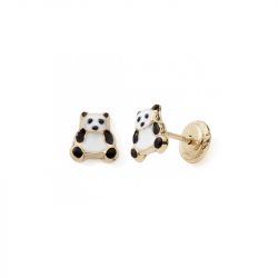 Boucles d'oreilles puces enfant edora collection essential panda laquÉ or 375/1000 - puces - edora - 0