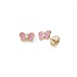 Boucles d'oreilles puces enfant edora collection essential papillon laquÉ or 375/1000 - puces - edora - 0
