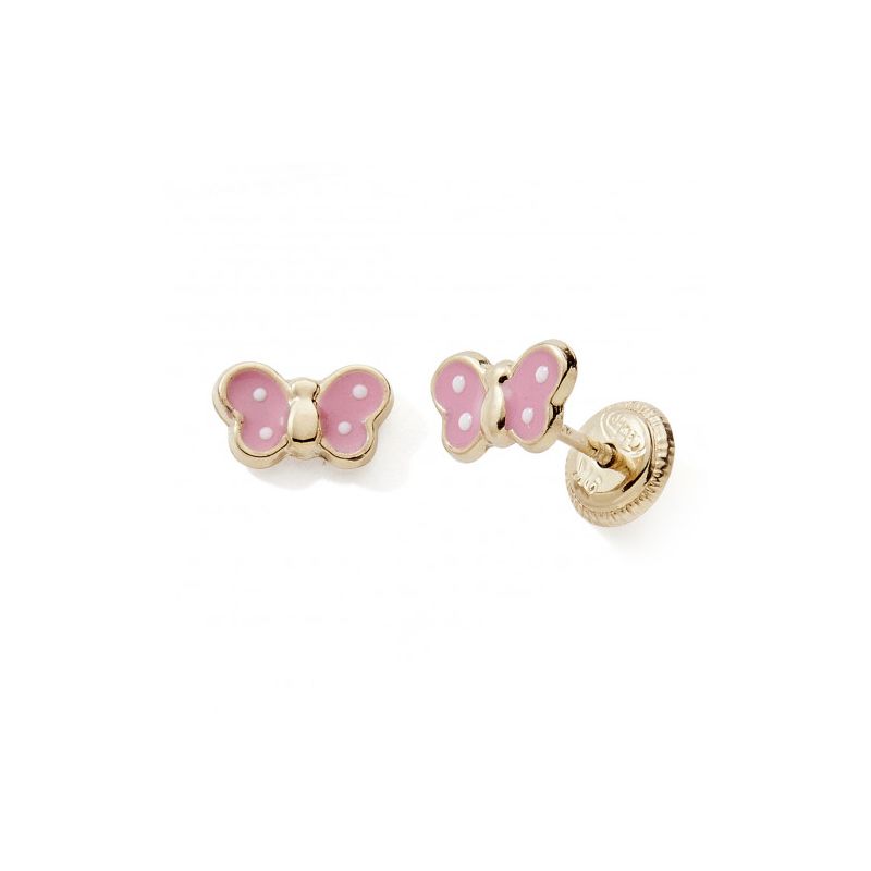 Boucles d'oreilles puces enfant edora collection essential papillon laquÉ or 375/1000 - puces - edora