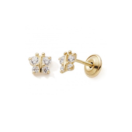 Boucles d'oreilles puces enfant edora collection essential papillon or 375/1000 – puces