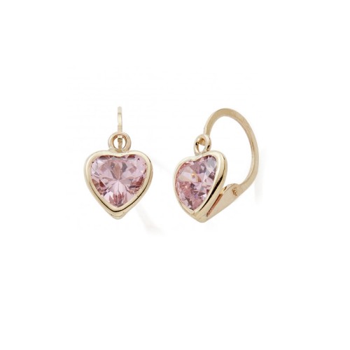 Boucles d'Oreilles Dormeuses Enfant EDORA COLLECTION ESSENTIAL COEUR ROSE Or 375/1000