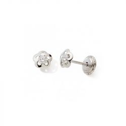 Boucles d'oreilles puces enfant edora collection essential fleur or 375/1000 blanc - puces - edora - 0