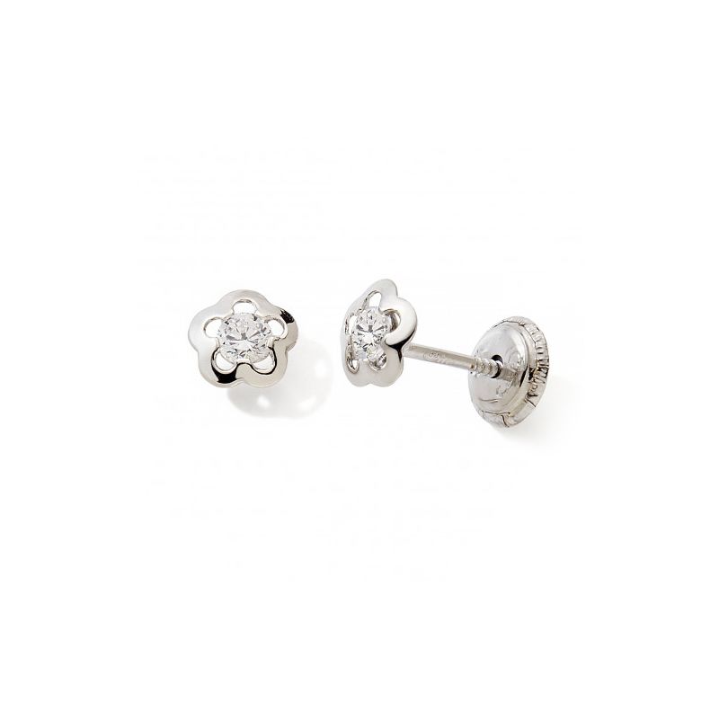 Boucles d'oreilles puces enfant edora collection essential fleur or 375/1000 blanc - puces - edora