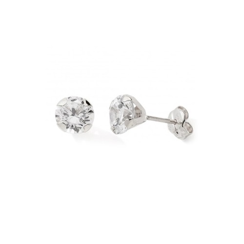 Boucles d'Oreilles Puces Enfant EDORA COLLECTION ESSENTIAL 4 GRIFFES Or 375/1000 Blanc