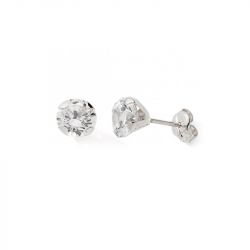 Boucles d'oreilles puces enfant edora collection essential 4 griffes or 375/1000 blanc - puces - edora - 0