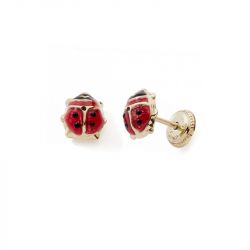 Boucles d'oreilles puces enfant edora collection essential coccinelle or 375/1000 - puces - edora - 0