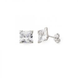 Boucles d'oreilles puces enfant edora collection essential carrÉ or 375/1000 blanc - puces - edora - 0
