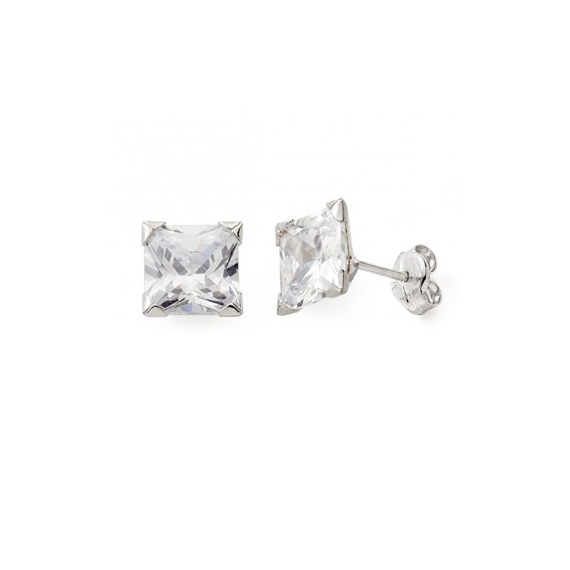 Boucles d'oreilles puces enfant edora collection essential carrÉ or 375/1000 blanc - puces - edora