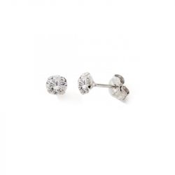 Boucles d'oreilles puces enfant edora collection essential 4 griffes or 375/1000 blanc - puces - edora - 0