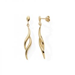 Boucles d'oreilles pendantes femme edora collection essential feuille or 375/1000 - pendantes - edora - 0