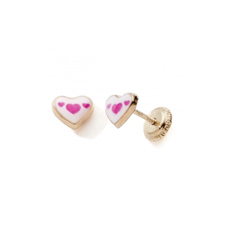 Boucles d'oreilles puces enfant edora collection essential coeur laqué or 375/1000 – puces