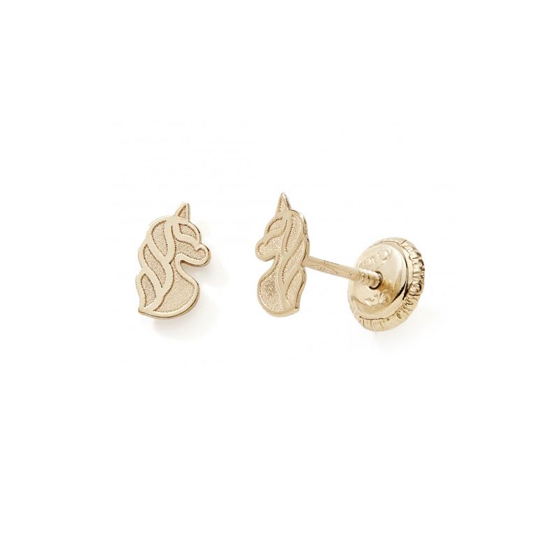 Boucles d'oreilles puces enfant edora collection essential licorne or 375/1000 - puces - edora