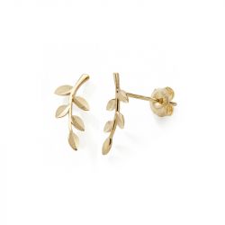 Boucles d'oreilles puces femme edora collection essential feuille or 375/1000 - puces - edora - 0