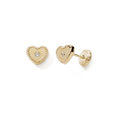 Boucles d'Oreilles Puces Enfant EDORA COLLECTION ESSENTIAL COEUR Or 375/1000