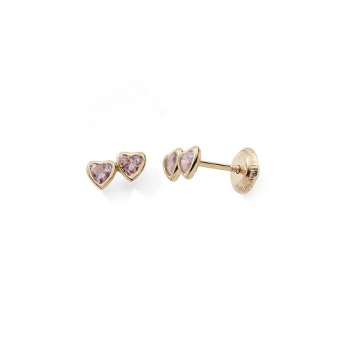 Boucles d'Oreilles Puces Enfant EDORA COLLECTION ESSENTIAL COEUR Or 375/1000