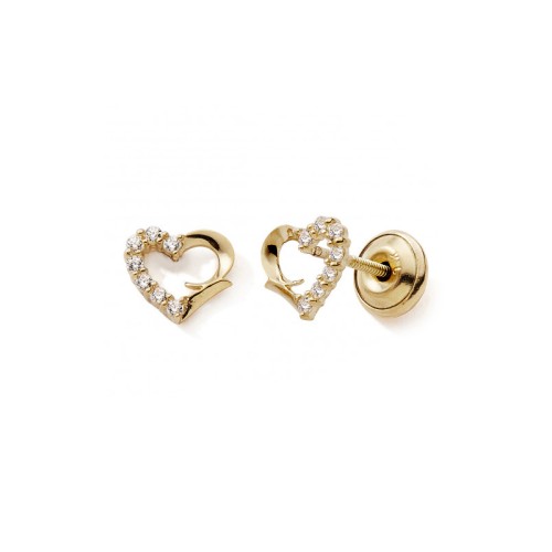 Boucles d'Oreilles Puces Enfant EDORA COLLECTION ESSENTIAL COEUR Or 375/1000