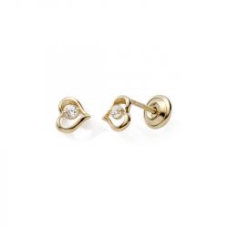 Boucles d'oreilles puces enfant edora collection essential coeur or 375/1000 - puces - edora - 0