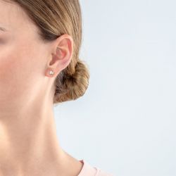 Boucles d'oreilles puces femme cŒur de lion acier doré cristaux blancs - puces - edora - 2