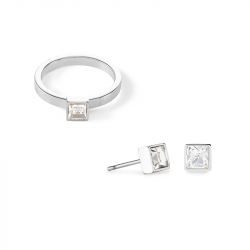 Boucles d'oreilles puces femme cŒur de lion acier argenté cristaux blancs - puces - edora - 1