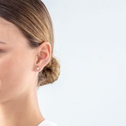 Boucles d'oreilles puces femme cŒur de lion acier argenté cristaux blancs - puces - edora - 2