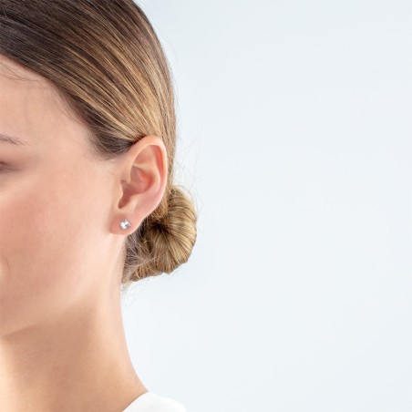 Boucles d'oreilles puces femme cœur de lion acier argenté cristaux blancs – puces