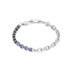 Bracelet mixte cŒur de lion fusion acier argenté hématite sodalite - bracelets-femme - edora - 0