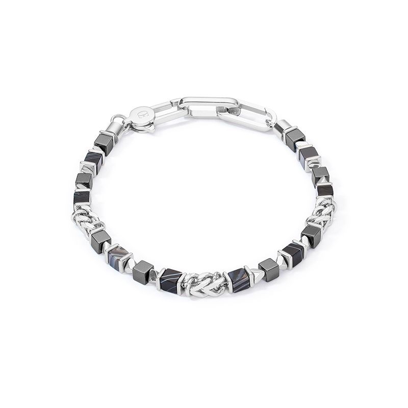 Bracelet femme cŒur de lion acier argenté hématite onyx - bracelets-femme - edora