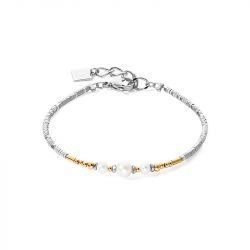 Bracelet femme cŒur de lion princess acier bicolore perles d'eau douce - bracelets-femme - edora - 0