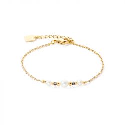 Bracelet femme cŒur de lion modern princess acier doré perles d'eau douce - bracelets-femme - edora - 0