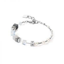 Bracelet femme cŒur de lion geocube® fusion precious pearl acier argenté perles d'eau douce - bracelets-femme - edora - 0