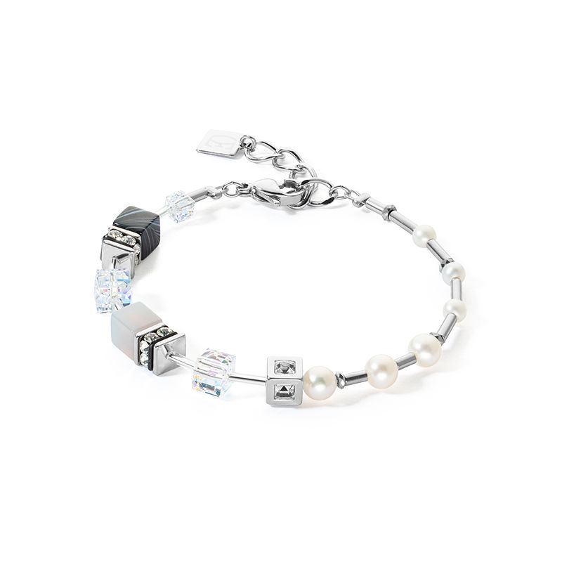 Bracelet femme cŒur de lion geocube® fusion precious pearl acier argenté perles d'eau douce - bracelets-femme - edora