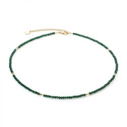 Collier femme cŒur de lion twinkle vert acier doré verre taillé - colliers-femme - edora - 0