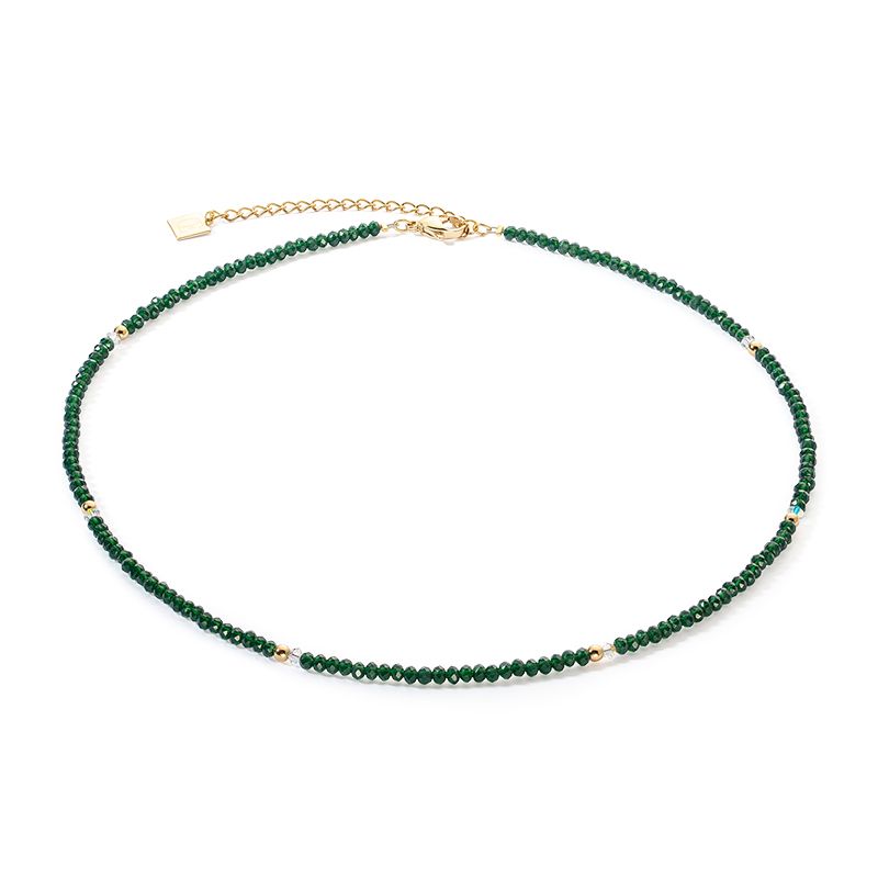 Collier femme cŒur de lion twinkle vert acier doré verre taillé - colliers-femme - edora
