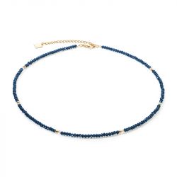Collier femme cŒur de lion twinkle bleu acier doré verre taillé - colliers-femme - edora - 0