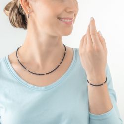 Collier femme cŒur de lion twinkle bleu acier doré verre taillé - colliers-femme - edora - 1