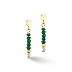 Boucles d'oreilles femme pendantes cŒur de lion little twinkle vert acier doré verre taillé - pendantes - edora - 0