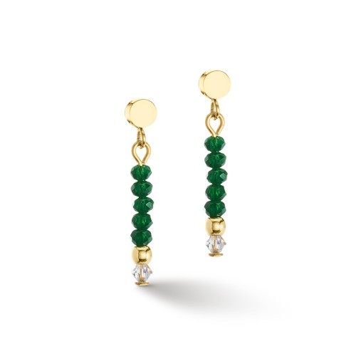 Boucles d'Oreilles Femme Pendantes CŒUR DE LION LITTLE TWINKLE VERT Acier Doré Verre Taillé