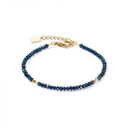 Bracelet femme cŒur de lion twinkle bleu acier doré verre taillé - bracelets-femme - edora - 0