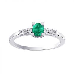 Bague femme solitaire garel tara or blanc 750/1000 Émeraude - solitaires - edora - 0