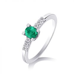 Bague femme solitaire garel tara or blanc 750/1000 Émeraude - solitaires - edora - 1