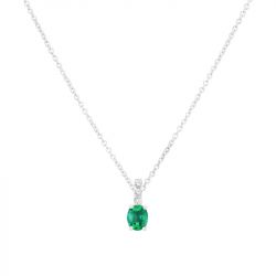 Collier femme garel tara or blanc 750/1000 emeraude - colliers-femme - edora - 0