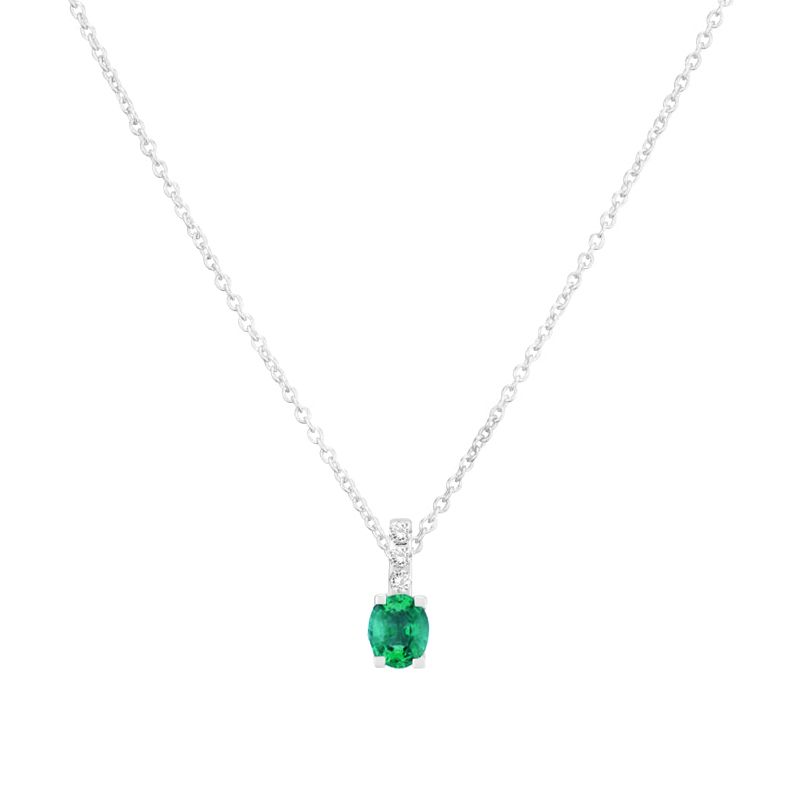 Collier femme garel tara or blanc 750/1000 emeraude - colliers-femme - edora