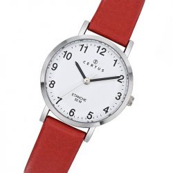Montre femme certus cuir rouge - analogiques - edora - 1