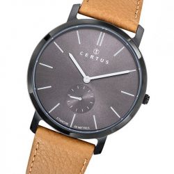 Montre homme certus cuir brun - analogiques - edora - 1