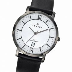 Montre homme certus cuir noir - analogiques - edora - 1