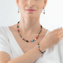 Collier femme coeur de lion geocube® iconic multicolore fancy acier argenté - colliers-femme - edora - 2