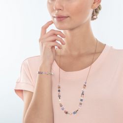 Collier femme coeur de lion geocube® iconic chain bleu clair rose acier doré rose - colliers-femme - edora - 2